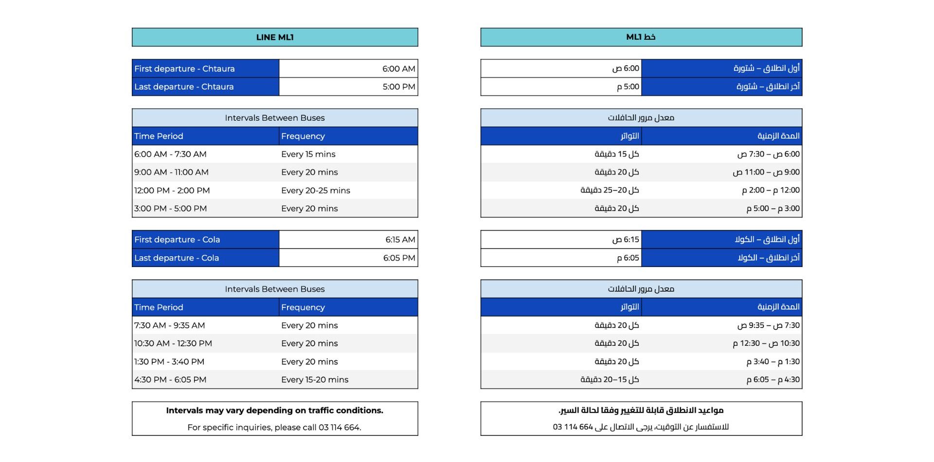 Timetable ML1